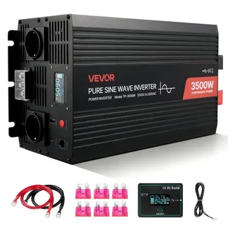 VEVOR 3500 W Wechselrichter, 12 V DC auf 230 V AC, reiner Sinus-Wechselrichter, Solar-Autoladegerät-Konverter mit LCD-Display, Fernbedienung, USB-Anschluss, 2 AC-Steckdosen, Typ-C-Anschluss VEVOR 3500 W Wechselrichter, 12 V DC auf 230 V AC, reiner Sinus-Wechselrichter, Solar-Autoladegerät-Konverter mit LCD-Display, Fernbedienung, USB-Anschluss, 2 AC-Steckdosen, Typ-C-Anschluss