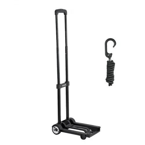 VEVOR Sackkarre klappbar, 50 kg Tragkraft, Transportkarre mit 2 Rädern & 1 elastischem Seil, Allzweck-Rollwagen mit Plattform, für Flughafen, Reisemöbel, Gepäck, Büroumzüge, Schwarz, 320x235x965mm – Bild 8