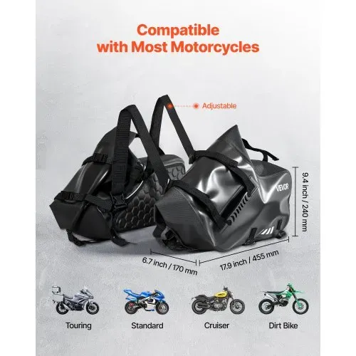 VEVOR Motorradtasche Motorrad Satteltasche 14 L x 2 wasserfest, große Seitensatteltasche für Motorradgepäck, Gepäckaufbewahrung mit unterem Gurt, Schwarz Seitentasche Outdoor Sport VEVOR Motorradtasche Motorrad Satteltasche 14 L x 2 wasserfest, große Seitensatteltasche für Motorradgepäck, Gepäckaufbewahrung mit unterem Gurt, Schwarz Seitentasche Outdoor Sport