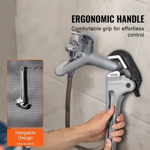 VEVOR Rohrzange, 18 Zoll gerade Aluminium-Rohrzange, automatische Backeneinstellung, verstellbarer Sanitärschlüssel, leicht zu tragen, ergonomischer Griff, aufhängbares Design, für Wasserleitungen, Autoreparaturen – Bild 4