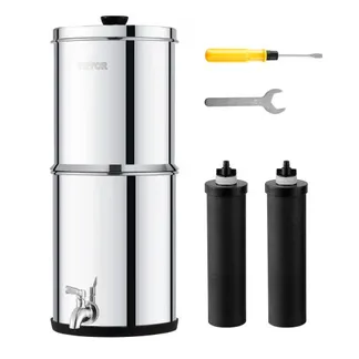 VEVOR Schwerkraft Wasserfiltersystem Edelstahl Arbeitsplattensystem 7 L + 8,5 L Wasserfiltrationssystem, reduziert Blei und bis zu 99 % Chlor, mit 2 Kohlefiltern & Zapfhahn, Camping Wohnmobil Zuhause VEVOR Schwerkraft Wasserfiltersystem Edelstahl Arbeitsplattensystem 7 L + 8,5 L Wasserfiltrationssystem, reduziert Blei und bis zu 99 % Chlor, mit 2 Kohlefiltern & Zapfhahn, Camping Wohnmobil Zuhause