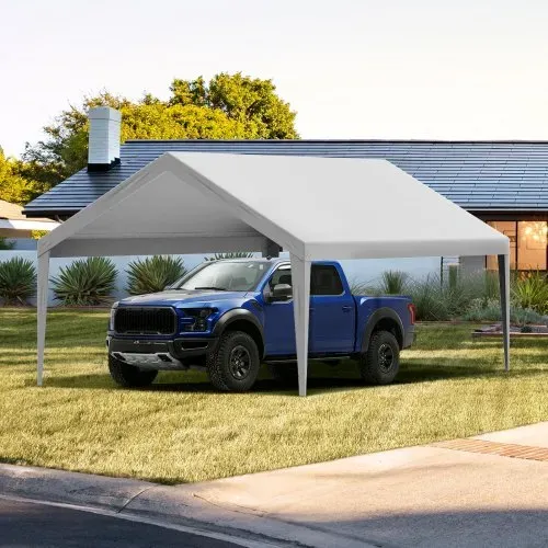 VEVOR Garagenzelt, 3,9 x 6,1 m, Garagendachzelt, Unterstandplane, wasserdicht und UV-geschützt, einfache Installation mit Spanngurten, grau (nur Dachabdeckung, Rahmen nicht im Lieferumfang enthalten) – Bild 7