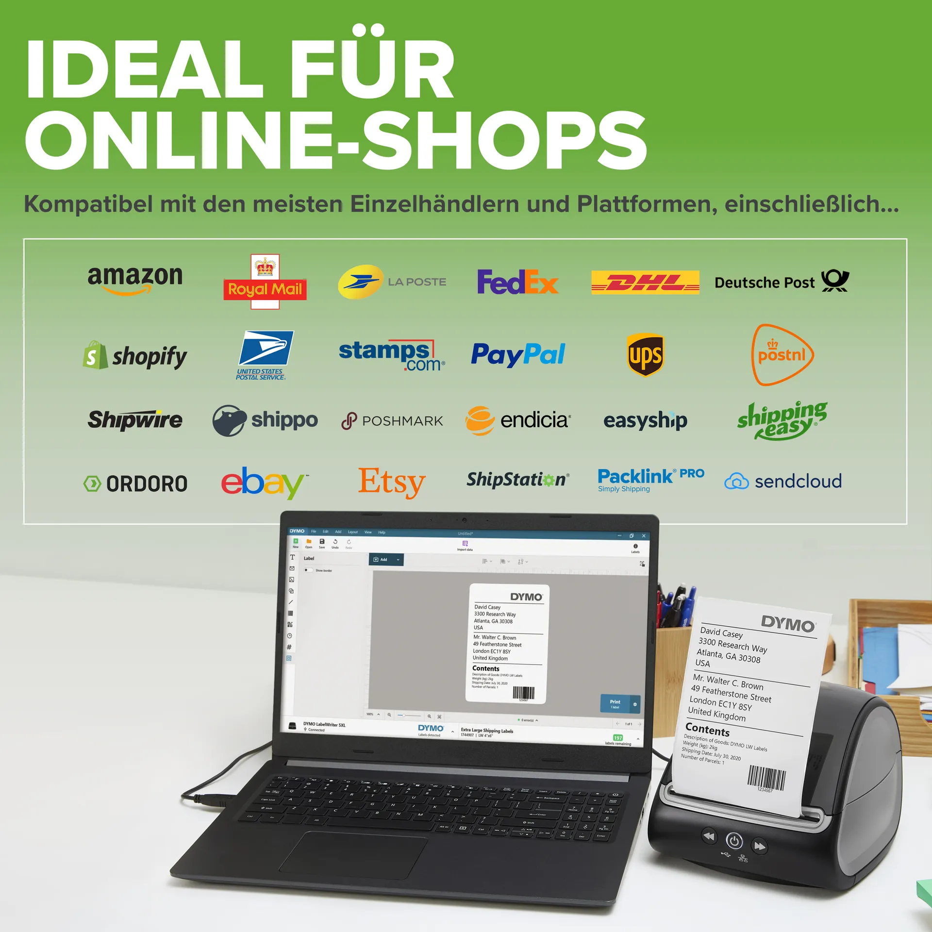 DYMO LabelWriter 5XL Etikettendrucker | automatische Etikettenerkennung | Beschriftungsgerätdas extrabreite Versandetiketten von AmazonDHL und mehr druckt | ideal für E-Commerce | EU-Stecker – Bild 7