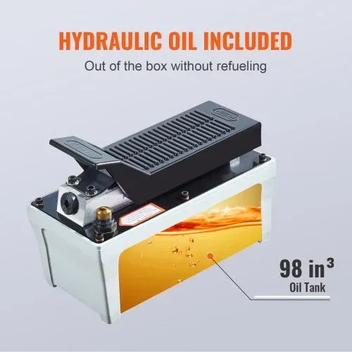 VEVOR 700 bar Lufthydraulische Pumpe 1,6L Hydraulikpumpe 0,8L/min (ohne Last) 0,16L/min (Belastung) Hydraulische Fußpumpe mit 2m Schlauch Luft Fußpumpe Autoreparatur Öltakelage Maschinenwartung – Bild 3