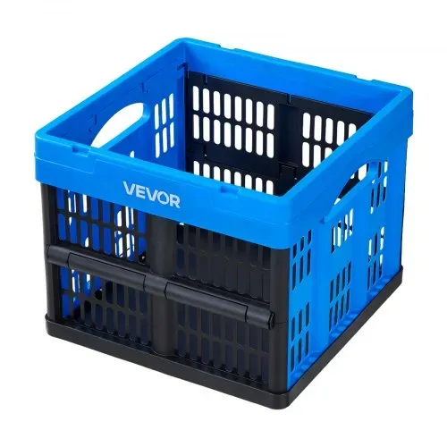 VEVOR Klappbox 25 L 3er-Pack, Faltbare Aufbewahrungsboxen aus Kunststoff, Stapelbare Klappkörbe mit Griffen, Tragkraft 10 kg pro Box, Klappkiste, Ideal für Haushaltsorganisation, Blau & Schwarz – Bild 8