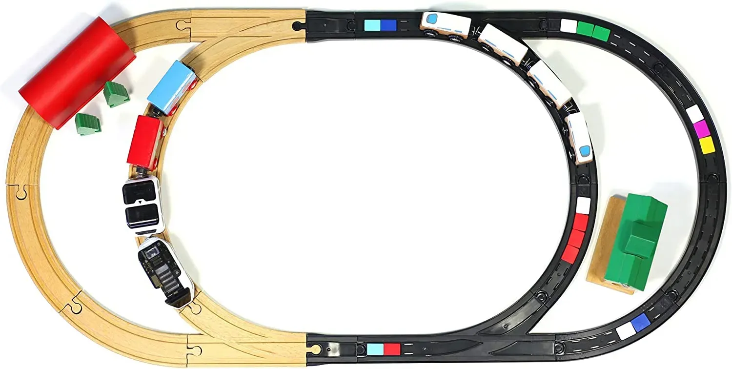 Intelino MINT Eisenbahn Erweiterung "Universal Wooden Rail Adapter" – Bild 3