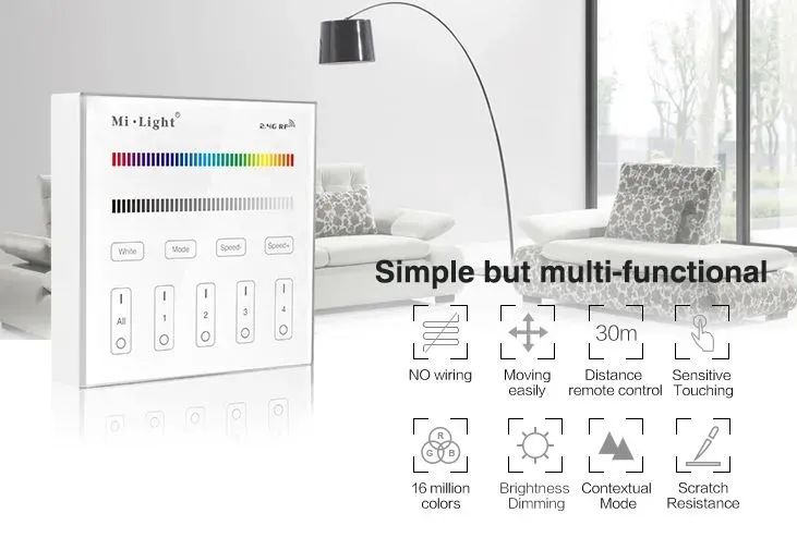 MiBoxer B3 LED Fernbedienung Smart Panel RGB/RGB-W 4 Zonen – Bild 3