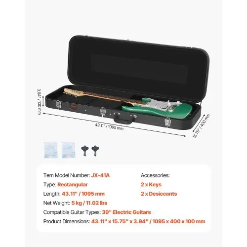 VEVOR Gitarrenkoffer Hartschalenkoffer E-Gitarre 1095mm / 43.11 in Wetterfest abschließbar – Bild 6
