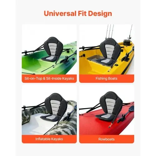 VEVOR 1 x Kajaksitz 12 mm Dicke, Gepolsterter Sitz für Stand-Up-Paddle-Board, Bootssitz mit Rückenlehne & Aufbewahrungstasche & Verstellbaren Gurten für SUP Kanu Angelboot Aufblasbares Kajak – Bild 4