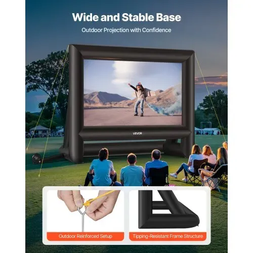 VEVOR aufblasbare Filmleinwand Projektion Beamer Leinwand aus 600D, Projektionsleinwand mit tragbarer Aufbewahrungstasche, 16:9, Filmprojektion für Heimkino Mottoparty Poolspaß (413 x 200 x 330 cm) – Bild 4
