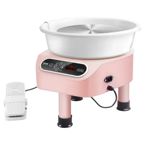 VEVOR Töpferscheibe, 25 cm Töpferformmaschine, 350 W elektrische Töpferscheibe mit Pedal & LCD-Touchscreen, Direktantrieb-Keramikscheibe mit 3 Stützbeinen für DIY-Kunsthandwerk, Rosa – Bild 8