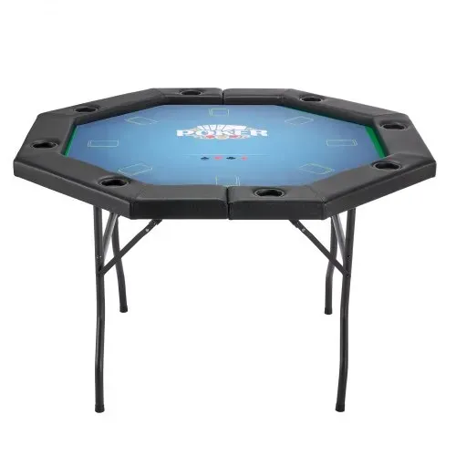 VEVOR klappbarer Pokertisch für 8 Spieler (1325 mm) Kasino-Freizeittisch mit gepolsterten Schienen & Getränkehaltern, achteckige tragbare Spieltische mit Filz- und Metallbeinen Texas Hold’em Poker – Bild 9