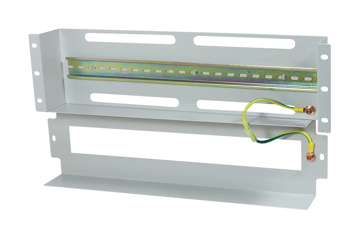 ALLNET 19"zbh. Schutzschalterleiste für Hutschiene/DIN-Rail Geräte, T61mm/3HE, Lichtgrau, Frontmontage, – Bild 4