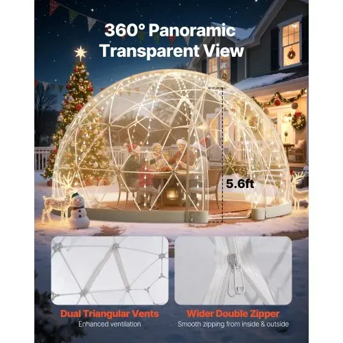 VEVOR Gartenkuppel, 3,6 x 2,2 m großes transparentes Blasenzelt für 4–7 Personen, geodätisches Kuppelgewächshaus mit Fenster, PVC-Zelt für Hinterhof, Terrasse, Camping, Party, Hochzeit VEVOR Gartenkuppel, 3,6 x 2,2 m großes transparentes Blasenzelt für 4–7 Personen, geodätisches Kuppelgewächshaus mit Fenster, PVC-Zelt für Hinterhof, Terrasse, Camping, Party, Hochzeit