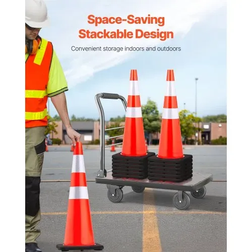 VEVOR 6er-Pack 36-Zoll-Verkehrskegel, Sicherheits-Straßenparkkegel mit schwarzer beschwerter Basis, Orangefarbene PVC-Verkehrssicherheitskegel, Gefahrenkegel – Bild 5