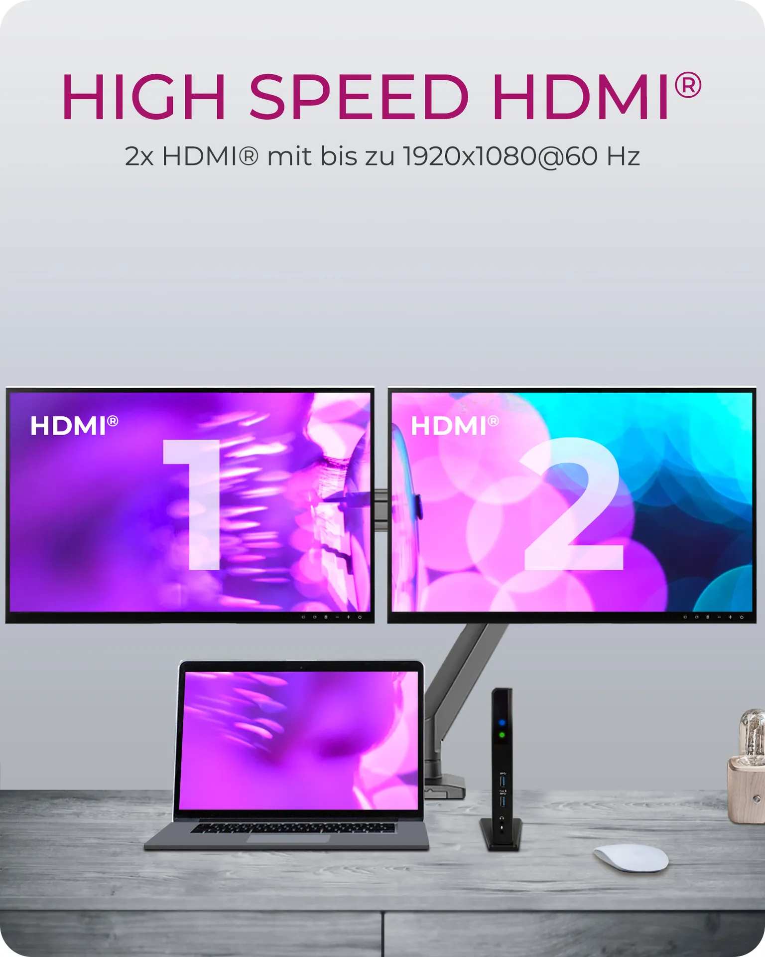 ICY BOX IB-DK2251AC, DisplayLink® USB 3.2 Gen 1 Notebook DockingStation, 2x HDMI® bis zu 2K@60 Hz – Bild 4