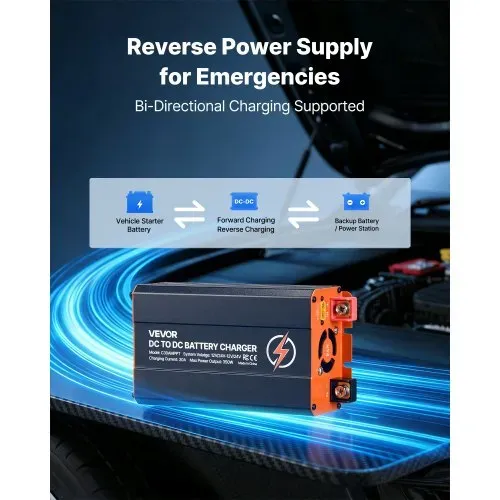 VEVOR DC-DC Batterieladegerät mit MPPT 350 W 30 A, Ladebooster Dual-Eingang für Solarpanel/Lichtmaschine, Laden für LiFePO4-Bleiakkus, 12 V/24 V-12 V/24 V, für Wohnmobil Notstromversorgung zu Hause – Bild 3