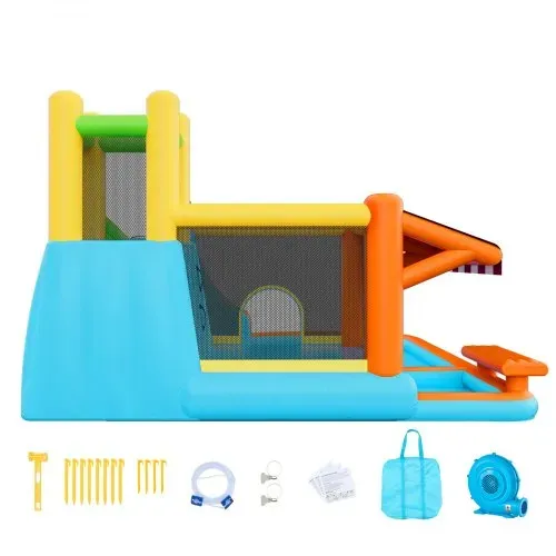 VEVOR Aufblasbare Wasserhüpfburg Outdoor (455 x 390 x 238 cm), Hüpfburg mit Wasserrutsche & Hüpfburgelementen & Hoher Rutsche & Planschbecken & Spielmarktstand, für 3–4 Kinder (3 bis 8 Jahre Alt) – Bild 10