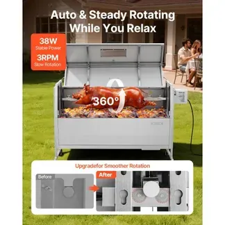 VEVOR DrehspieĂgrill 38 W Spanferkelgrill Lammgrill Holzkohlegrill (1168,4 mm GrilllĂ€nge) mit 60 kg Tragkraft & RĂ€dern & 4-facher Höhenverstellung & Deckel, Edelstahl-Elektrogrill-Set fĂŒr Camping VEVOR DrehspieĂgrill 38 W Spanferkelgrill Lammgrill Holzkohlegrill (1168,4 mm GrilllĂ€nge) mit 60 kg Tragkraft & RĂ€dern & 4-facher Höhenverstellung & Deckel, Edelstahl-Elektrogrill-Set fĂŒr Camping