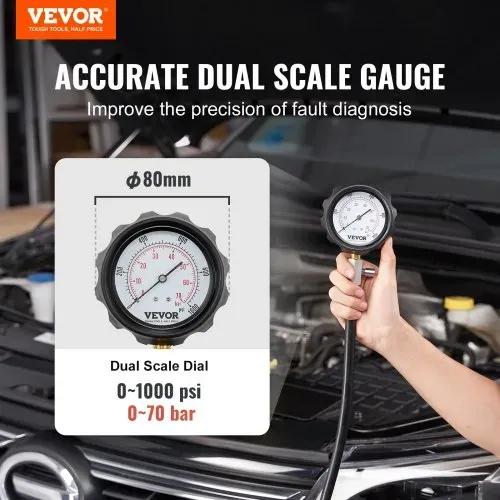 VEVOR Kompressionsmesser Kompressionstester Kompressionsprüfer Testgerät Kompressionsmessgerät mit einem 80-mm-Manometer 0–1000 PSI und 0–70 bar Verdichtungsmesser inkl. 4x Adapter VEVOR Kompressionsmesser Kompressionstester Kompressionsprüfer Testgerät Kompressionsmessgerät mit einem 80-mm-Manometer 0–1000 PSI und 0–70 bar Verdichtungsmesser inkl. 4x Adapter
