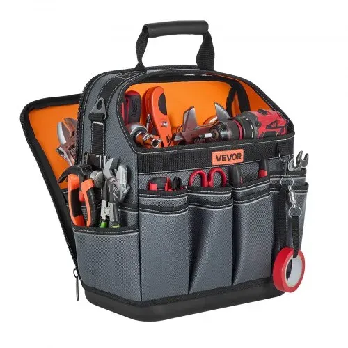 VEVOR Offene Werkzeugtasche 33,5x23x39cm, Aufbewahrungstasche mit 24 Innen- & 15 Außenfächern, Wasserfester Werkzeug-Organizer aus Polyester mit Schultergurt & Tragegriff, Werkzeugtrage für Handwerker – Bild 8