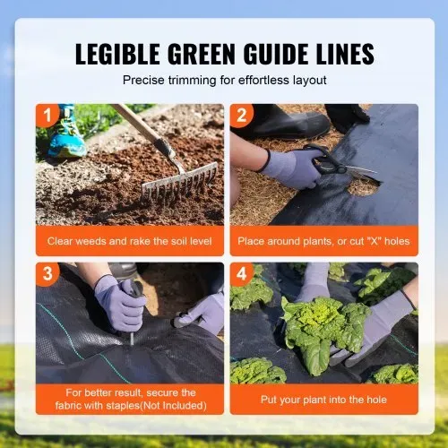 VEVOR Unkrautschutz Gartenvlies 1,2 x 15,2 m, Strapazierfähiger Gewebter PP-Unkrautbekämpfungsstoff, Korrosionsbeständiges & Reißfestes Unkrautflies Unkrautschutzvlies für Landschaftsbau, Bodendecker – Bild 4