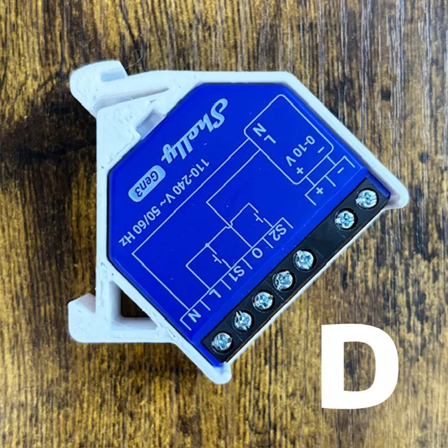 Shelly Zubehör / 90° SINGLE Hutschienenhalter für Shelly Dimmer 0/1-10V PM Gen3 – Bild 3