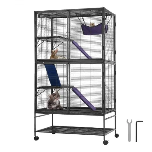 VEVOR 64,6″ rollender Frettchenkäfig aus Metall, großer 4-stöckiger Critter Nation-Käfig, Kleintierkäfig mit Rampen und Tablett, einfach aufzubauen für Hausratten, Hamster, Meerschweinchen, Chinchillas, Eichhörnchen, Igel, Hasen VEVOR 64,6″ rollender Frettchenkäfig aus Metall, großer 4-stöckiger Critter Nation-Käfig, Kleintierkäfig mit Rampen und Tablett, einfach aufzubauen für Hausratten, Hamster, Meerschweinchen, Chinchillas, Eichhörnchen, Igel, Hasen