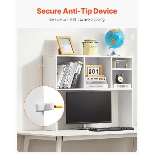 VEVOR Schreibtisch Bücherregal 1-stufiger Organizer (94 x 24 x 73 cm) Tischregale Schreibtisch Organizer Ausstellungsregal aus Spanplatten mit rutschfesten Füßen, für Büro Wohnheim, Weiß – Bild 5