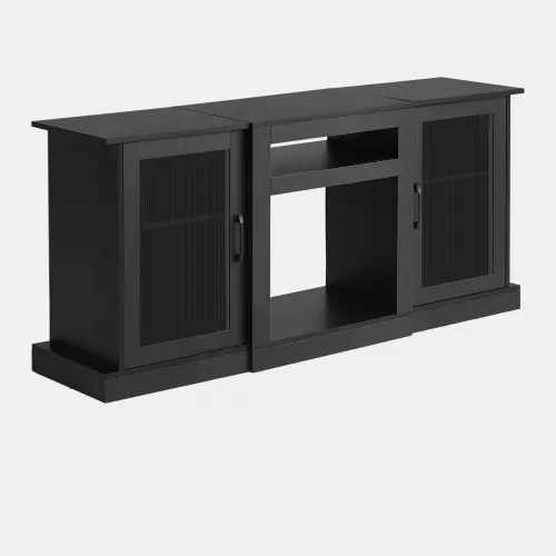 VEVOR TV-Ständer für Fernseher bis zu 65 Zoll, TV Tisch mit Lichtleiste, TV-Schrank aus Holz mit Türen & verstellbaren Regalen, Konsolentisch Fernsehschrank für Wohnzimmer Schlafzimmer, Schwarz – Bild 8