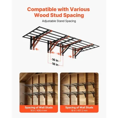VEVOR 2er-Set Garagenregal 1832x635x305mm Werkzeugaufbewahrung 362 kg pro Schicht Werkzeughalter Wand 1832x635 mm Regalfläche Aufbewahrungsregale Metallregal Werkzeug Organizer Wandregale – Bild 2