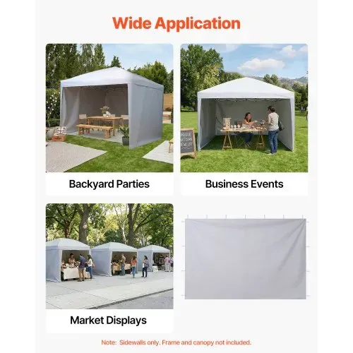 VEVOR 3x Seitenwände für Pavillon, Seitenteile für 3 x 3 m Faltpavillon, Wasserfeste Seitenplanen mit Sonnenschutz PU-Beschichtung, Seitenwand mit Reißverschluss für Outdoor-Events Marktstände, Weiß – Bild 6