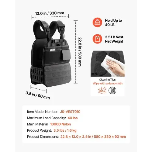 VEVOR Gewichtsweste (ohne Gewichtplatten) mit Schulterpolstern und Reflexstreifen, Trainingsweste für Krafttraining, Laufen, Joggen, Ausdauertraining, Muskeltraining, Home-Gym-Training, Unisex-Design – Bild 6