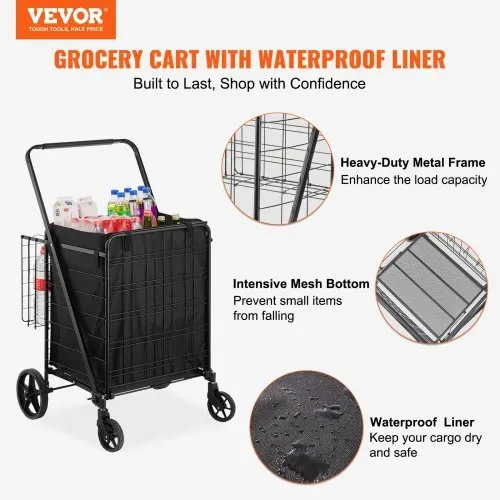 VEVOR Einkaufstrolley Einkaufswagen Klappbar 95,3 kg Belastbar, Einkaufsroller Handwagen Multifunktional 600D-Oxford-Gewebe, Shoppingtrolley Faltbar für Wäsche, Lebensmittel, Camping-Werkzeuge usw. VEVOR Einkaufstrolley Einkaufswagen Klappbar 95,3 kg Belastbar, Einkaufsroller Handwagen Multifunktional 600D-Oxford-Gewebe, Shoppingtrolley Faltbar für Wäsche, Lebensmittel, Camping-Werkzeuge usw.