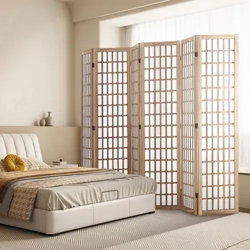 VEVOR 6-teiliger japanischer Raumteiler faltbarer Sichtschutz aus Holz für den Innenbereich, japanische Trennwände tragbare Dekorationsschirme zur Raumtrennung für Restaurant & Schlafzimmer – Bild 7