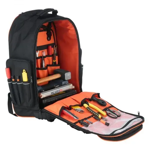 VEVOR Werkzeugrucksack mit Rollen, 50 kg Tragkraft, 72 Taschen, Werkzeugtasche, verstellbarer Teleskopgriff & stabile Basis, Arbeitsrucksack-Organizer für Bau & Mechanik, 450x275x560 mm – Bild 10