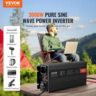 VEVOR Wechselrichter mit reiner Sinuswelle 3000W DC12V AC 230 V Spannungswandler 2 AC-Steckdosen 2 USB-Anschlüssen 1 Typ-C-Anschluss LCD-Display und Fernbedienung für große Haushaltsgeräte VEVOR Wechselrichter mit reiner Sinuswelle 3000W DC12V AC 230 V Spannungswandler 2 AC-Steckdosen 2 USB-Anschlüssen 1 Typ-C-Anschluss LCD-Display und Fernbedienung für große Haushaltsgeräte