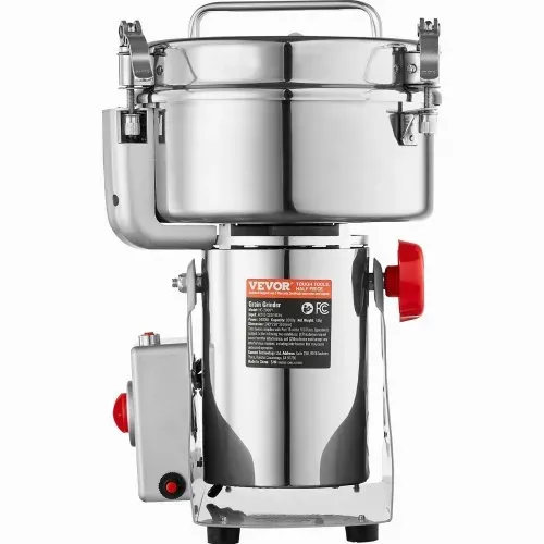 VEVOR elektrische Getreidemühle Hochgeschwindigkeits-Gewürzmühle 2 kg 3400 W, Pulverisiermaschine aus Edelstahl, für trockene Körner Gewürze Müsli Kaffee Mais Pfeffer, Schwenktyp 24 x 23 x 38 cm – Bild 8
