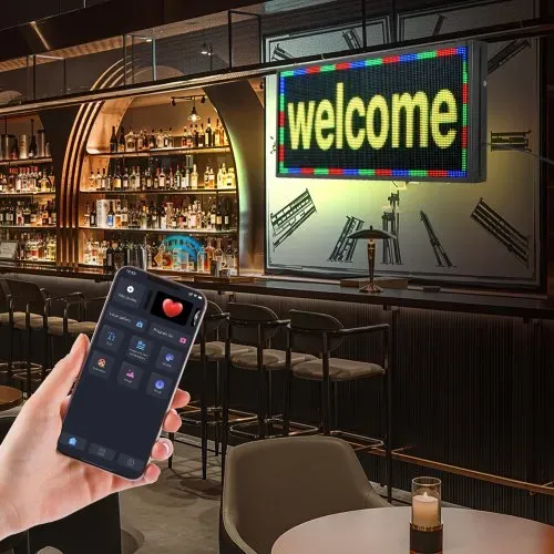VEVOR programmierbare LED Zeichen P10 Vollfarbe flexibles digitales Scrolling Panel, DIY Anzeigetafel mit benutzerdefiniertem Textmuster und GIF & Bluetooth App Steuerung (670 x 350 x 55 mm) – Bild 7