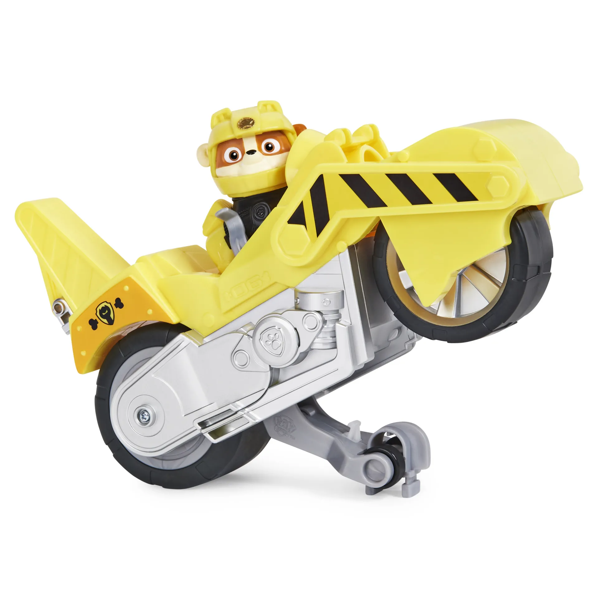 PAW Patrol Moto Pups Rubbles Motorrad mit Spielfigur, Fahrzeug mit Rückzugs- und Wheelie-Funktion, ab 3 Jahren, Basis Fahrzeug (Basic Vehicle) – Bild 4