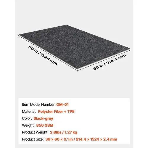 VEVOR Garagenbodenmatte 914,4 x 1524 x 2,4 mm Werkstattboden 820-850 g/m² Garagenboden Filz & TPE Öl Auffangmatte Garagenmatte Servicematte Bodenschutz Bodenplatten für Garage – Bild 6