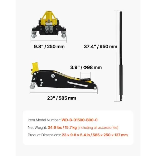 VEVOR Rangierwagenheber 1,5 t hydraulischer Wagenheber mit Doppelkolben-Schnellhubpumpe, 80-365 mm Autoheber aus Aluminium & Stahl, 99 mm Tablettdurchmesser Wagenheber für Geländewagen & Werkstatt – Bild 6