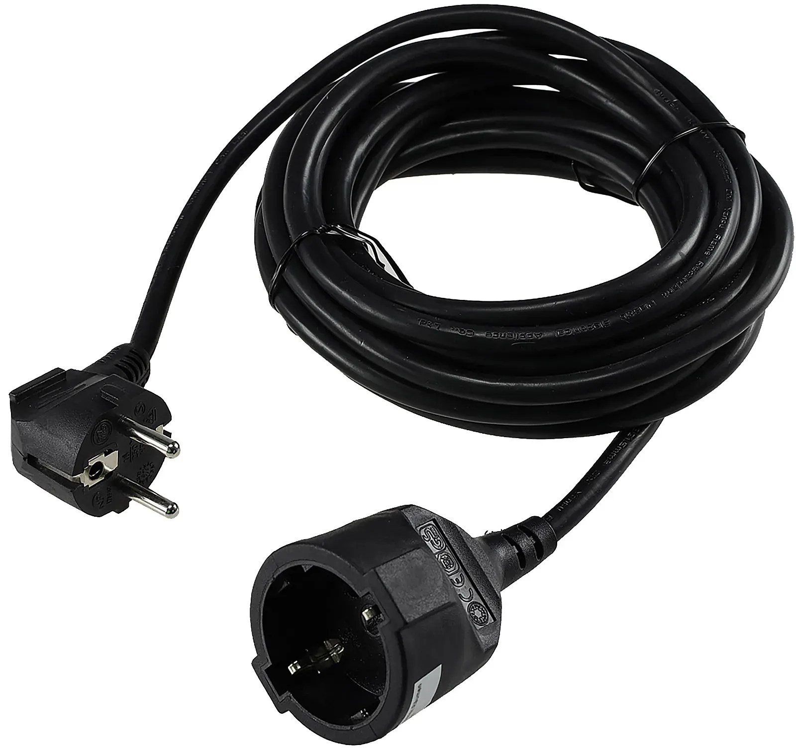 Schutzkontakt-Verlängerung, 5m, schwarz H05VV-F3G 1,5mm² 16A/250V Schutzkontakt-Verlängerung, 5m, schwarz H05VV-F3G 1,5mm² 16A/250V