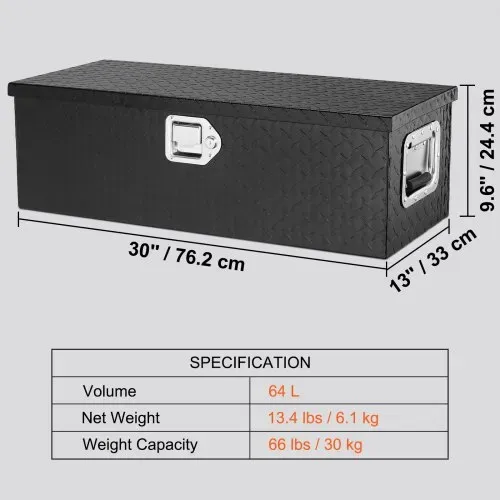 VEVOR 762 x 330 x 244 mm Werkzeugkasten für Lkw-Ladefläche, Abschließbar 64 L Truckbox Werkzeugbox Aufbewahrungs-Werkzeugkasten, 30 kg Tragfähigkeit Werkzeugkiste Organizer für Wohnmobil, PKW usw. – Bild 6