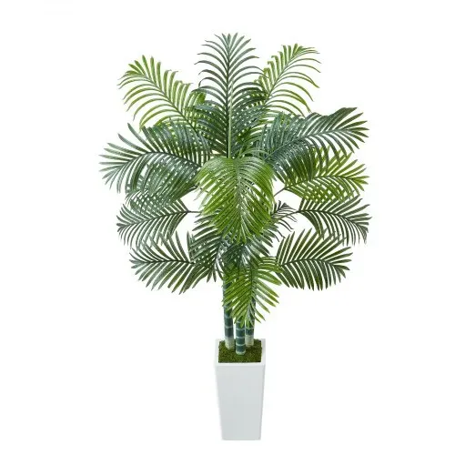 VEVOR Künstliche Areca-Palme, 1,8 m, künstliche tropische Palmenpflanzen mit weißem, hohem Pflanzgefäß, Kunstseidenpflanze im Topf, Kunstbaum für Veranden, Wohnzimmer, Terrassen Zuhause, Büro – Bild 9