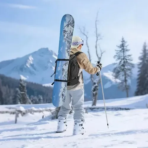 VEVOR Skitasche, 55 L, Reiserucksack für Snowboardstiefel, Skischuhtasche aus strapazierfähigem 1680D Oxford, Skisack für Ski, Snowboard, Helm, Schutzbrille, Handschuhe, Zubehör (schwarz) – Bild 7