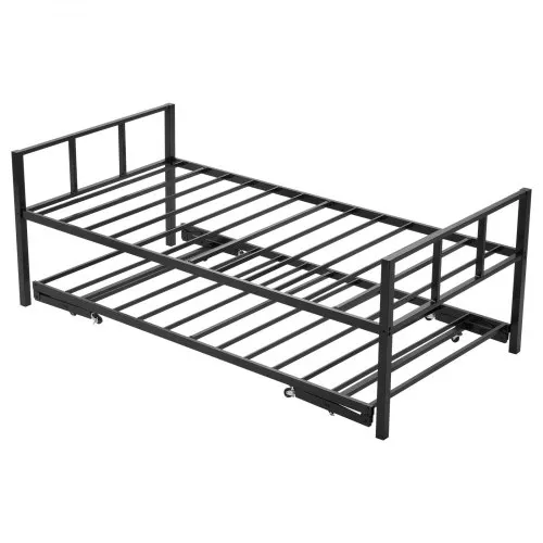 VEVOR Tagesbettrahmen in Twin-Größe, Tagesbett mit Ausziehbett, Plattformbettrahmen Sofabett (181,44 kg Tragkraft) mit Metalllattenunterstützung für Wohnzimmer Schlafzimmer Gästezimmer, schwarz VEVOR Tagesbettrahmen in Twin-Größe, Tagesbett mit Ausziehbett, Plattformbettrahmen Sofabett (181,44 kg Tragkraft) mit Metalllattenunterstützung für Wohnzimmer Schlafzimmer Gästezimmer, schwarz