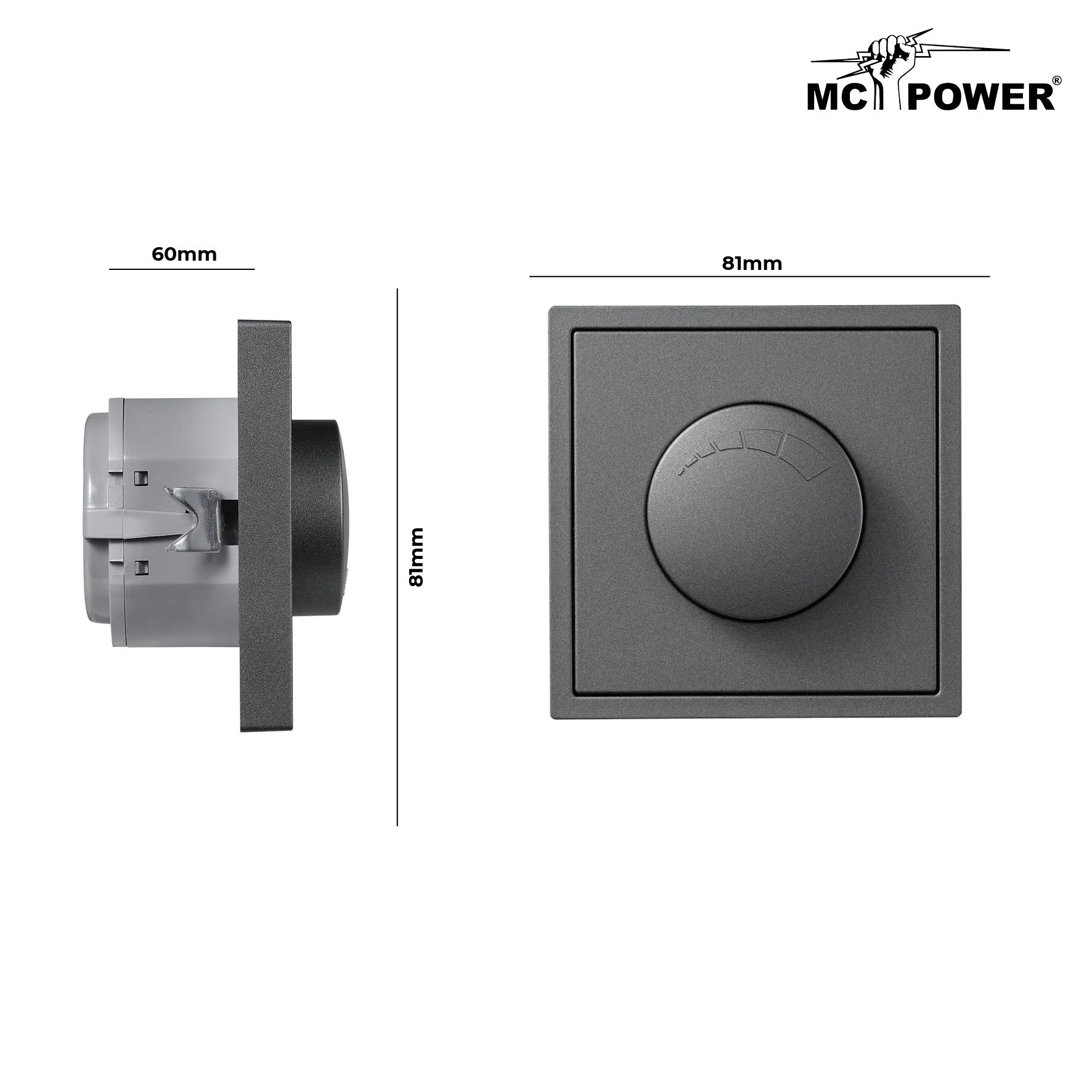 LED-Dimmer für elektronische Trafos McPower ''Shallow'' 250V~/300W, anthrazit – Bild 3