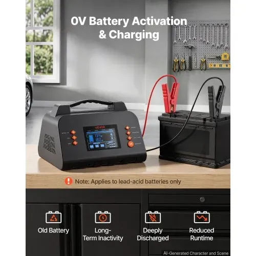 VEVOR Smart-Batterieladegerät 20 A 6/12/24 V für LiFePO4 Bleiakku Ladegerät für Pkw, Wohnmobile, Lkw und Boote, mit 7-Stufen-Laden, Pulsdesulfatierung, LCD-Anzeige & Überspannungs- und Verpolungsschutz – Bild 5