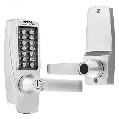 VEVOR mechanisches schlüsselloses Türschloss mit einseitiger Tastatur (14 Tasten), schlüsselloses Türschloss mit Griff & Schlüsseln, eingebautes Codeschloss für Haus Büro Außenzaun Hof Silber – Bild 8